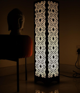 METSY Designer Laser Cut Floor Lamp Metal Floor Lamps for Living Room Corner | Corner Floor Lamp | Column Floor Lamp