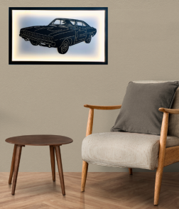 Vintage Muscle Car Metal Wall Art With Frame