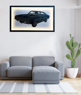 Vintage Muscle Car Metal Wall Art With Frame