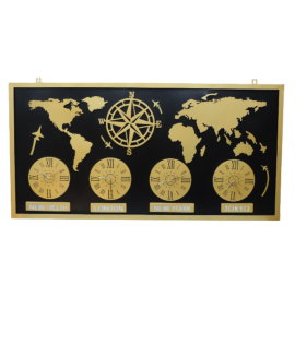 Global Timekeeper World Map Wall Art