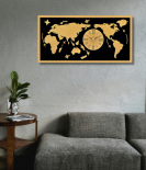 Majestic World Map Timepiece Black and Golden