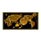 Majestic World Map Timepiece Black and Golden