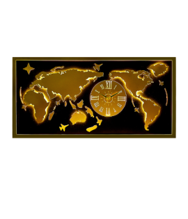 Majestic World Map Timepiece Black and Golden