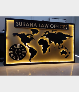 Luxury World Map LED Office Sign