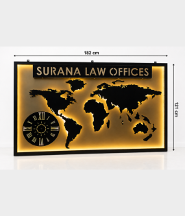 Luxury World Map LED Office Sign