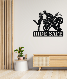 Ride Safe Biker Metal Wall Art