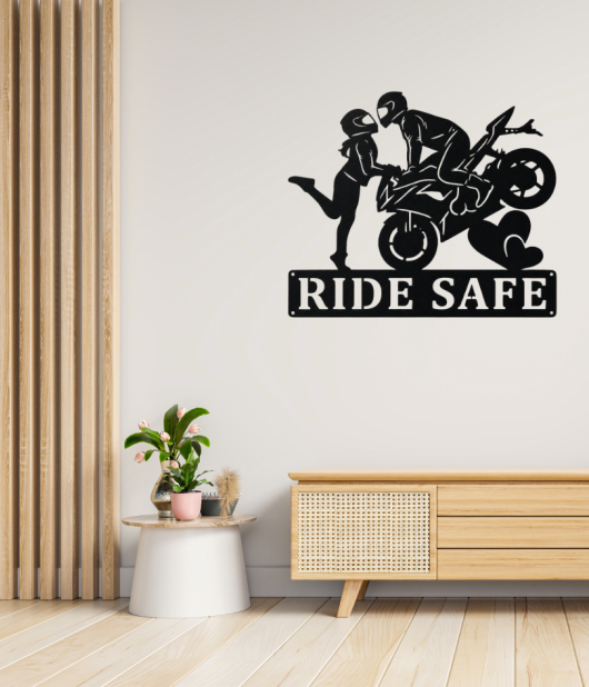 Ride Safe Biker Metal Wall Art