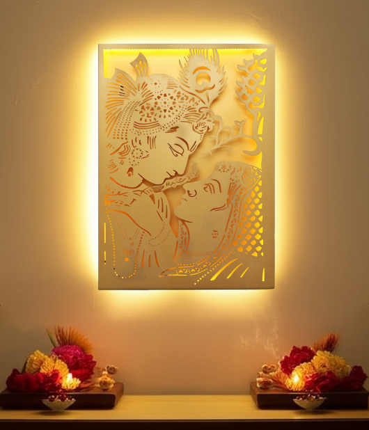 Radha Krishna Divine Metal Wall Art