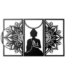 Zen Buddha Serenity Mandala Metal Wall Art (3 Panel Set)
