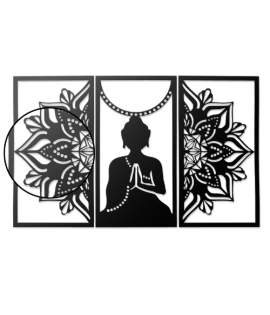 Zen Buddha Serenity Mandala Metal Wall Art (3 Panel Set)