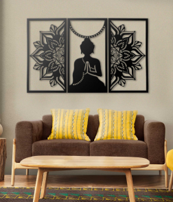Zen Buddha Serenity Mandala Metal Wall Art (3 Panel Set)