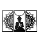 Zen Buddha Serenity Mandala Metal Wall Art (3 Panel Set)