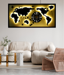 Luminous Horizons World Map Wall Art Black and White