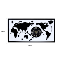 Luminous Horizons World Map Wall Art Black and White