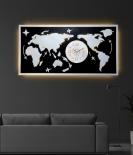 Luminous Horizons World Map Wall Art White and Black