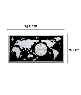 Luminous Horizons World Map Wall Art White and Black