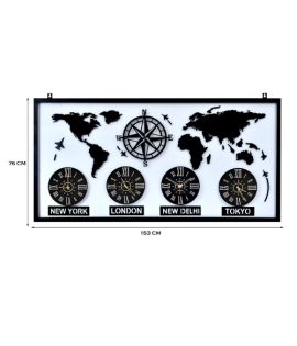 Global Time Navigator – Metal World Map With Clock