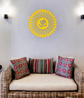 METSY Metal Yellow Ohm Religious Symbol 3D Acrylic Wall Hanging Decor Items For Temple/Room/Living Room/Bedroom/Office/Home | Metal Wall Art | Wall Decor Items &amp; Wall sculpture