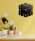 METSY Wall Clock Metal Wall Art Clock Decor for Living Room | Metal Wall Art | Wall Hangings for Home Decoration| Size: 28x28 cm | Precise Laser Cutting &amp; Black Powder Coated