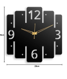 METSY Wall Clock Metal Wall Art Clock Decor for Living Room | Metal Wall Art | Wall Hangings for Home Decoration| Size: 28x28 cm | Precise Laser Cutting & Black Powder Coated