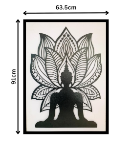 METSY Home Decor Meditation Buddha Mandala Metal Art | Wall Hanging Wall Arts for Home |Meditation Buddha Frames for Wall Modern Art | Made of Metal(1.2cm) | Scratch &amp; Rust Resistant