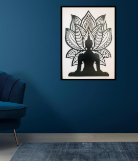 METSY Home Decor Meditation Buddha Mandala Metal Art | Wall Hanging Wall Arts for Home |Meditation Buddha Frames for Wall Modern Art | Made of Metal(1.2cm) | Scratch &amp; Rust Resistant