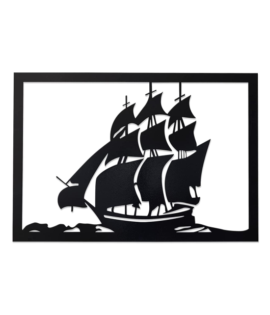 METSYSail Boat Wall Art,(62x44.5cm),Made of 1.2mm Metal Sheet, Crafted with Laser Cutting, Black Powder Coated, For Living room, Kid's Room, Bedroom, Hallway
