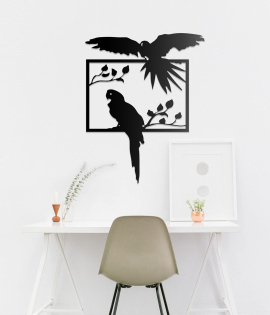 METSYLaser Cut Twin Parrots Metal Wall Art
