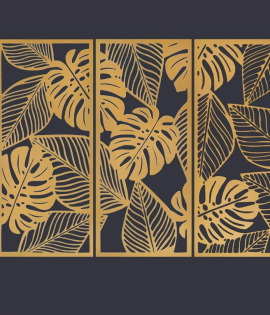 METSY Metal Leaf Panel Wall Art Decor Golden in Rectangular Shape for Home/Bedroom/Office/Hallways etc | Metal Wall Art | Wall Decor Items With Attractive Looks