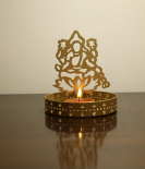 METSY Ganesh ji Laxmi ji Round Shape Tealights Candle Holder | Modern Design Diya for Mandil | Diwali Decoration and Gifting Item | Urli Bowls for Home. (Metal- 12cm * 12 cm)
