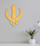 METSY Metal Golden Sikh Religious Symbol Khanda 3D Acrylic Wall Hanging Decor Items For Room/Living Room/Bedroom/Office/Home | Metal Wall Art | Wall Decor Items