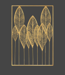 METSY Metal Leaf Long Panel Wall Decor Art Golden in Rectangular Shape for Home & Office/Bedroom/Office/Hallways etc | Metal Wall Art | Wall Decor Items