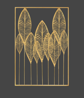 METSY Metal Leaf Long Panel Wall Decor Art Golden in Rectangular Shape for Home &amp; Office/Bedroom/Office/Hallways etc | Metal Wall Art | Wall Decor Items