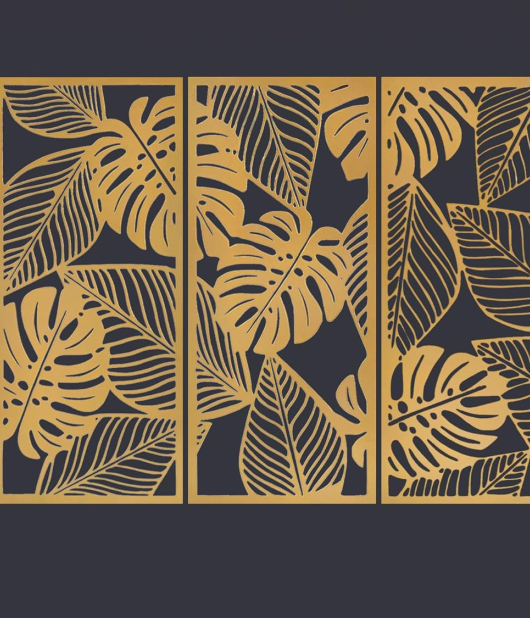 METSY Metal Leaf Panel Wall Art Decor Golden in Rectangular Shape for Home/Bedroom/Office/Hallways etc | Metal Wall Art | Wall Decor Items