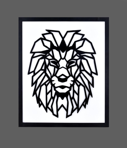 METSY STYLISH Stunning Wall Decor, Graphical Lion Face Art Black (60x50cm) - Perfect for Living Room, Kid's Room, Bedroom, Hallway | Metal Wall Art | Wall Decor Items With Attractive Looks