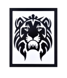 METSY Stylish Wall Decor Graphical Lion Face Art with led light Made of Metal Sheet, Crafted with Laser Cutting, Black Powder Coated,For Living room, Kid's Room, Bedroom, Hallway (White shade)