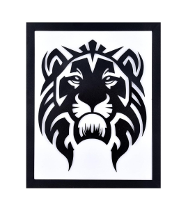 METSY Stylish Wall Decor Graphical Lion Face Art with led light Made of Metal Sheet, Crafted with Laser Cutting, Black Powder Coated,For Living room, Kid's Room, Bedroom, Hallway (White shade)