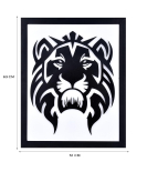 METSY Stylish Wall Decor Graphical Lion Face Art with led light Made of Metal Sheet, Crafted with Laser Cutting, Black Powder Coated,For Living room, Kid's Room, Bedroom, Hallway (White shade)