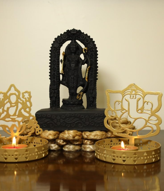 METSY Ganesh ji Laxmi ji Round Shape Tealights Candle Holder | Modern Design Diya for Mandil | Diwali Decoration and Gifting Item | Urli Bowls for Home. (Metal- 12cm * 12 cm)