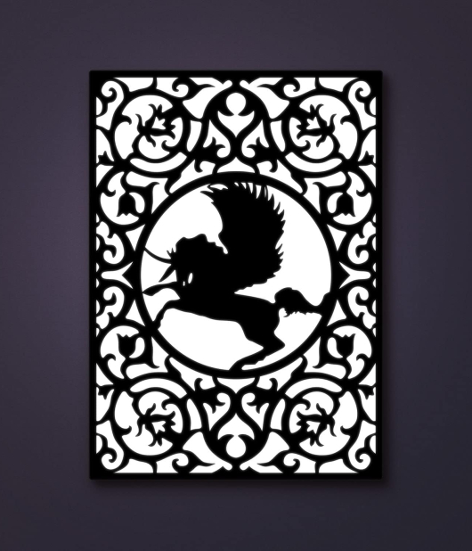 METSY METSYLaser Cut Backlit Pegasus Wall Hanging(Size: 61x44cm) Fitted with LED and Acrylic for Even Glow.