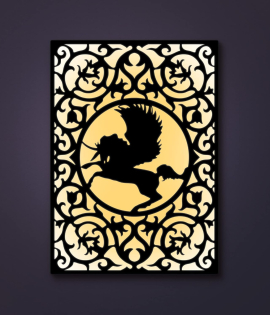METSY METSYLaser Cut Backlit Pegasus Wall Hanging(Size: 61x44cm) Fitted with LED and Acrylic for Even Glow.