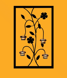 METSY Multi Colour Iron Handcraft Candle Tealight Holder Wall Hanging Leaf Frame