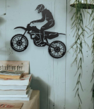 METSY Wall Decor(Dirt Bike Rider) Metal Art, Made of 1.2mm Metal Sheet, Crafted with Laser Cutting,(PREMIUM FINISH),Scratch Resistant, Rust Resistant (Size: 45x43cm)