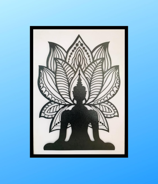 METSY Home Decor Meditation Buddha Mandala Metal Art | Wall Hanging Wall Arts for Home |Meditation Buddha Frames for Wall Modern Art | Made of Metal(1.2cm) | Scratch & Rust Resistant