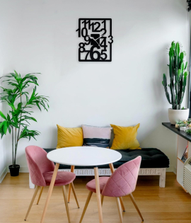 METSY Metal Laser Cut Numerical Analogue Rectangular Wall Hanging Clock Black for Home and Office | Metal Art | Wall Decor Items