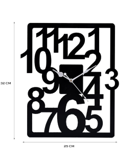 METSY Metal Laser Cut Numerical Analogue Rectangular Wall Hanging Clock Black for Home and Office | Metal Art | Wall Decor Items
