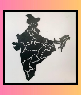 METSY Home Decor India Map Metal Wall Art | Wall Hanging Wall Decor for Home | India Map Wall Frames for Wall Modern Art