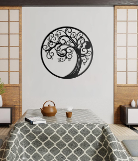 METSY METSYMagical Tree Wall Art/Metal Sheet 1.2mm/Laser Cut/Powder Coated/Black/Dia. 56cm