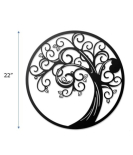 METSY METSYMagical Tree Wall Art/Metal Sheet 1.2mm/Laser Cut/Powder Coated/Black/Dia. 56cm