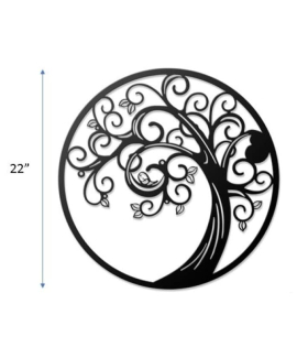 METSY METSYMagical Tree Wall Art/Metal Sheet 1.2mm/Laser Cut/Powder Coated/Black/Dia. 56cm